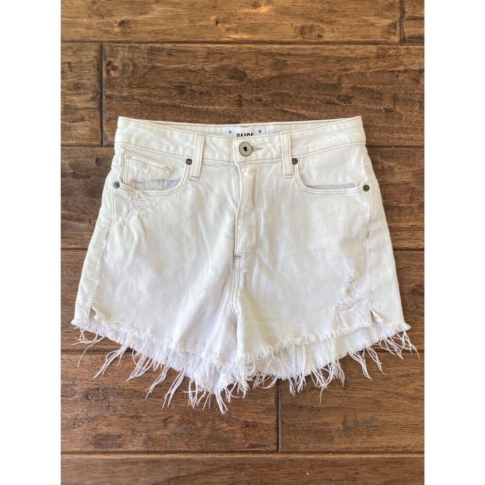 Paige Margot Short Jean Shorts Womens 25 Distressed White Beach Festival Resort